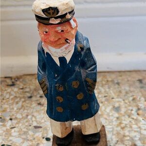 Maritime Captain Sculpture in Blue and White